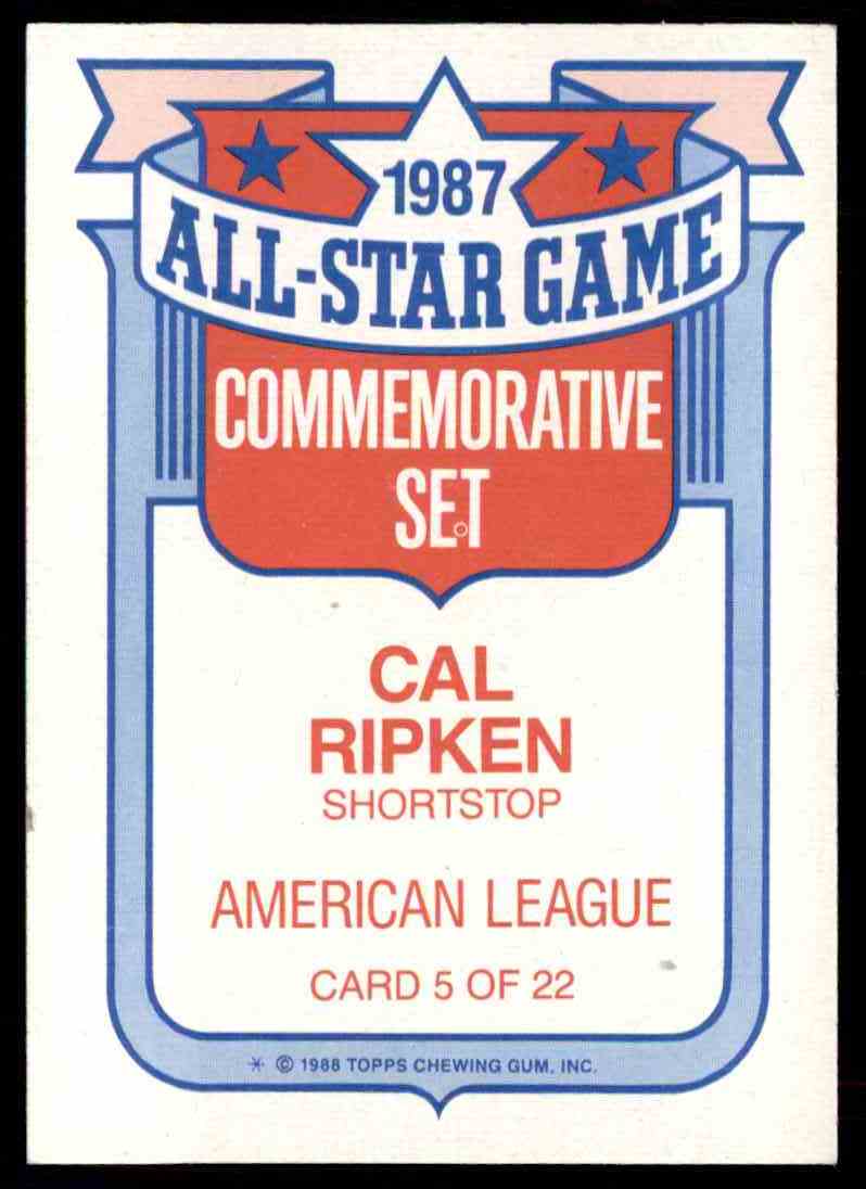 1988 Topps 1987 All-Star Game Commemorative Set Cal Ripken #5 card back image