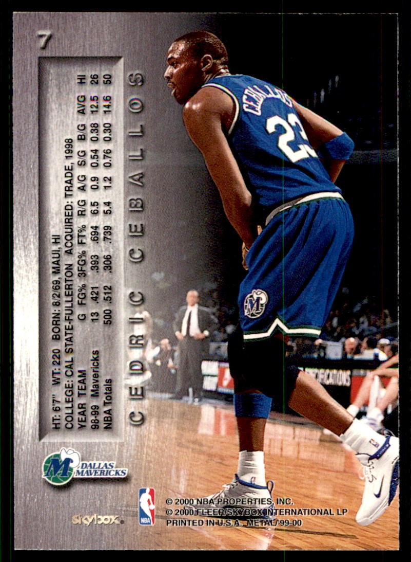 1999-00 Metal Cedric Ceballos #7 card back image