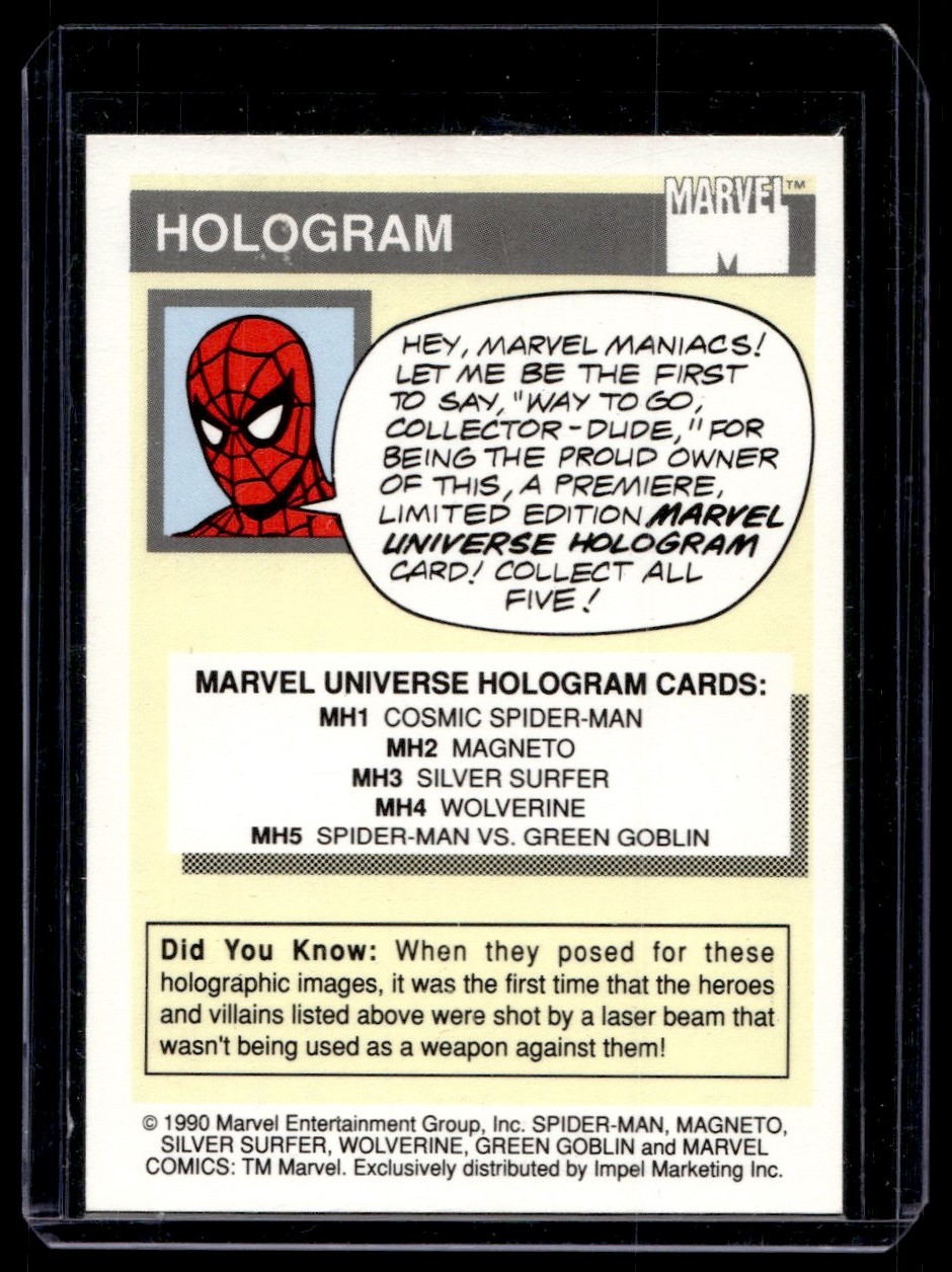 1990 Marvel Impel High Grade Cosmic Spider-man #MH1 card back image