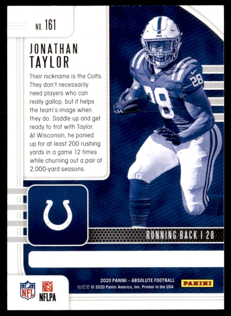 2020 Panini Absolute Jonathan Taylor #161 card back image