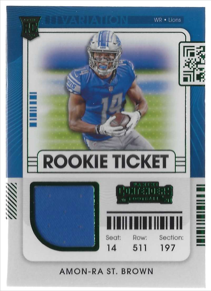 2021 Panini Contenders Rookie Ticket Swatches Variation Amon-Ra St. Brown #RSVASB card front image