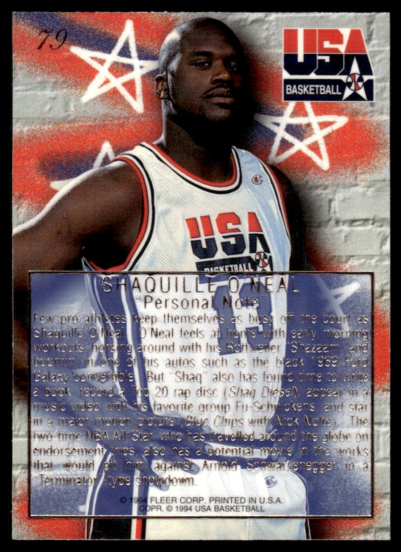 1994-95 Flair Showcase shaquille o'neal #79 card back image