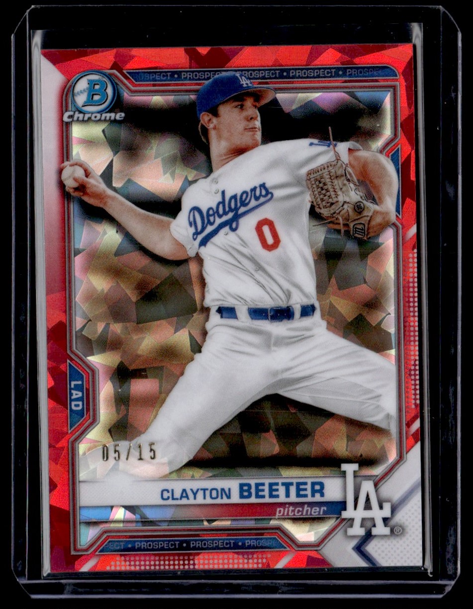 2021 Bowman Sapphire Edition Red Refractor Clayton Beeter #BCP-16 card front image
