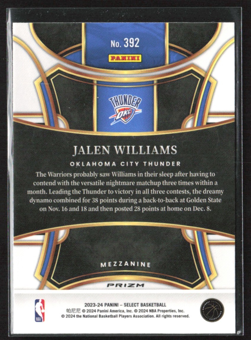 Jalen Williams 2023-24 Panini Select Mezzanine Orange Flash #392