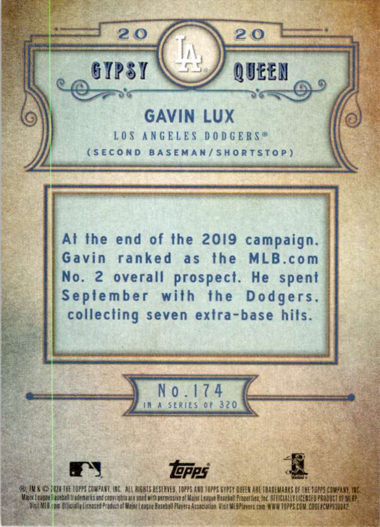 2020 Topps Gypsy Queen Gavin Lux #174 card back image