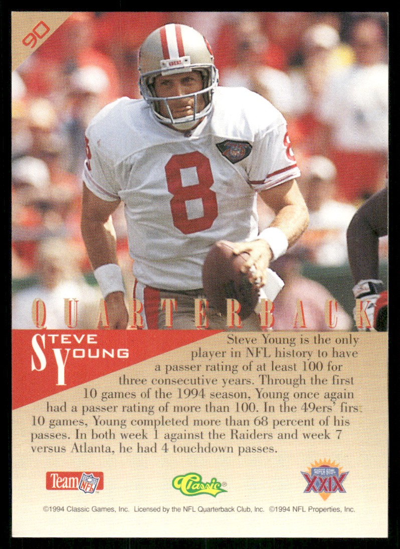 Steve Young San Francisco 49ers #90 1995 Football Card | eBay