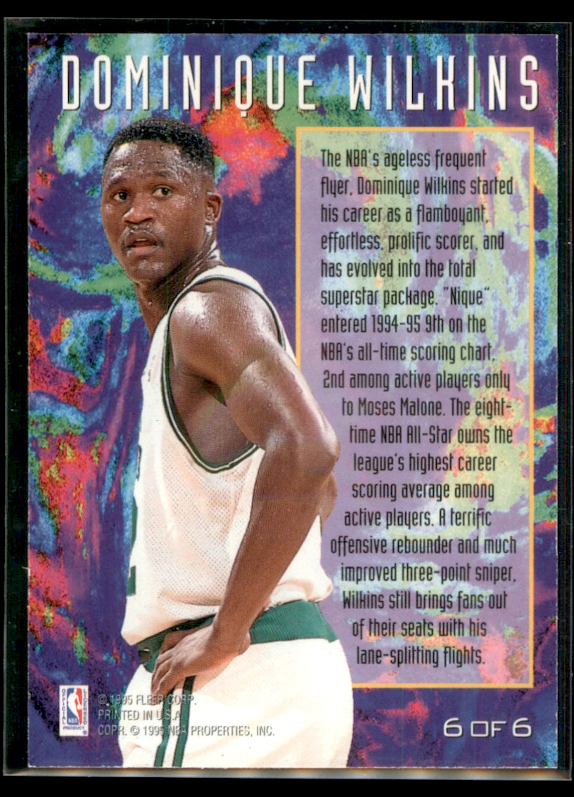 1994-95 Fleer Super Star Dominique Wilkins Boston Celtics #6 - Picture 2 of 2