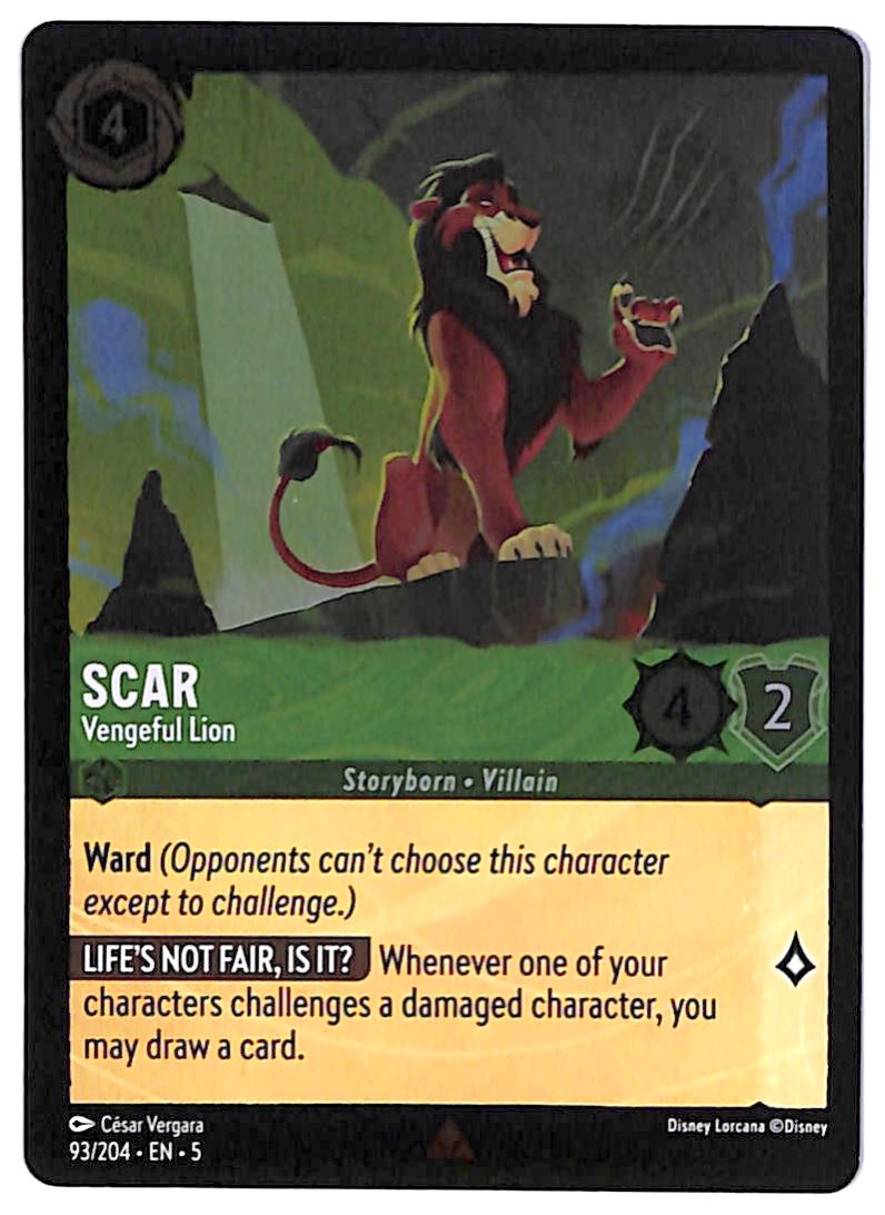 2024 Disney Lorcana - Shimmering Skies [COlD FOIL] Scar - Vengeful Lion #93  on Kronozio