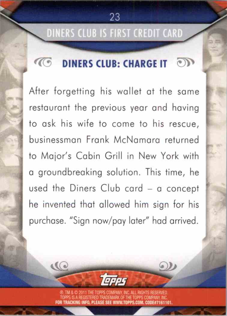 2011 Topss Americana Pie Diners Club Is First Credit Card 23 On