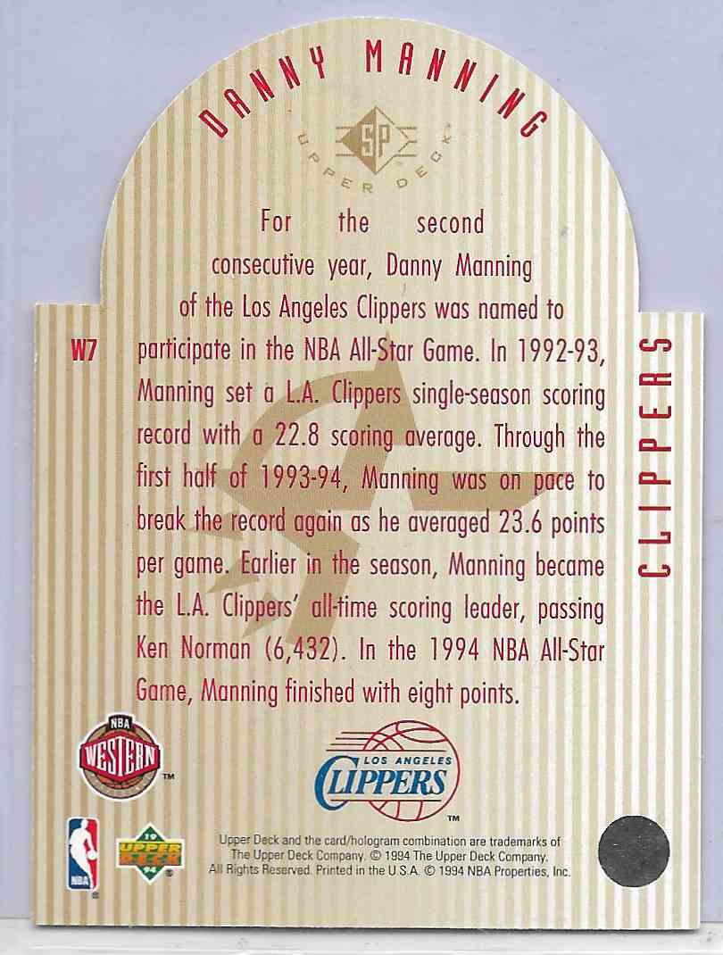 1994-95 Upper Beck Se All Star Die Cuts Danny Manning #W7 card back image
