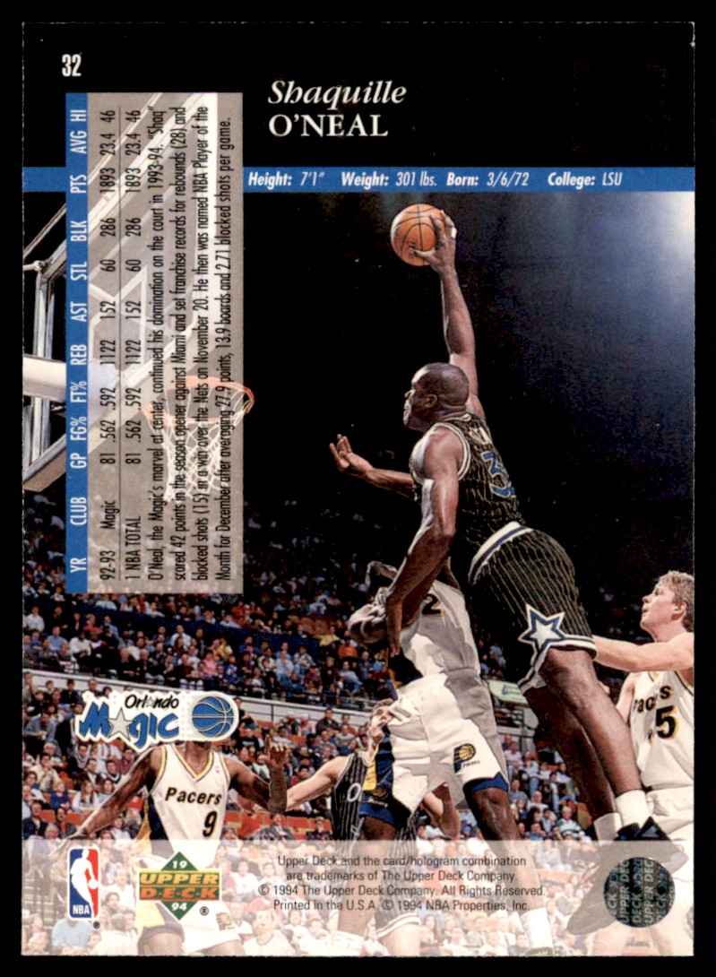 1993-94 Upper Deck Special Edition Shaquille O'Neal Orlando Magic