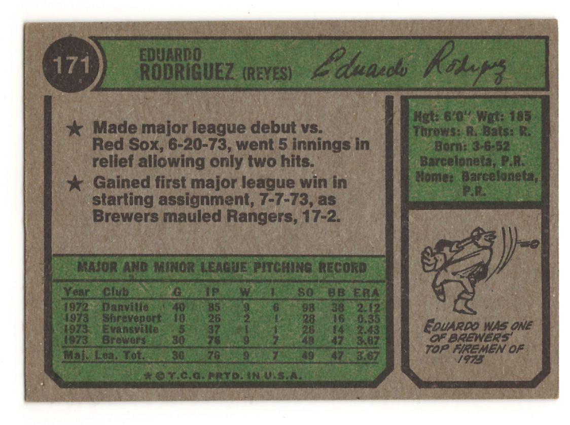 2014 Topps Buybacks 75th Anniversary Eduardo Rodriguez #171 card back image