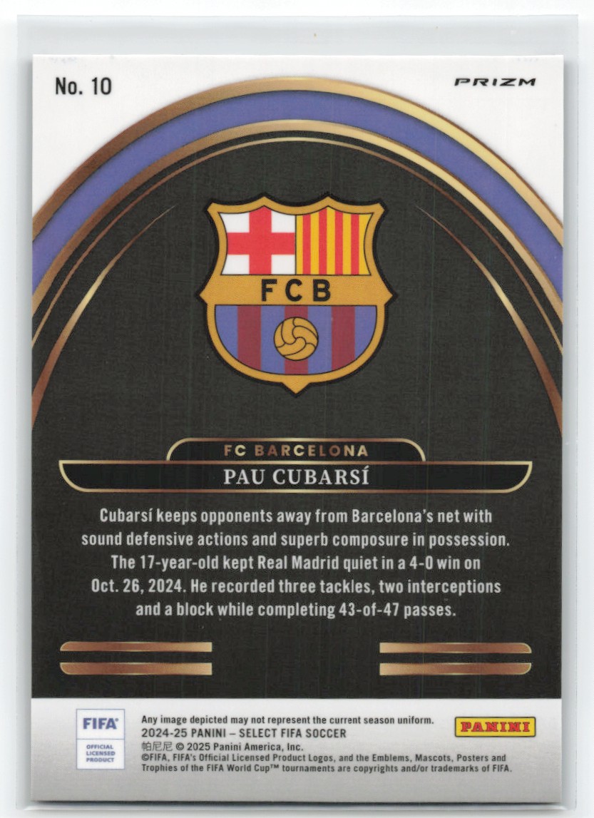 2024 Select FIFA Pau Cubarsi #10 card back image