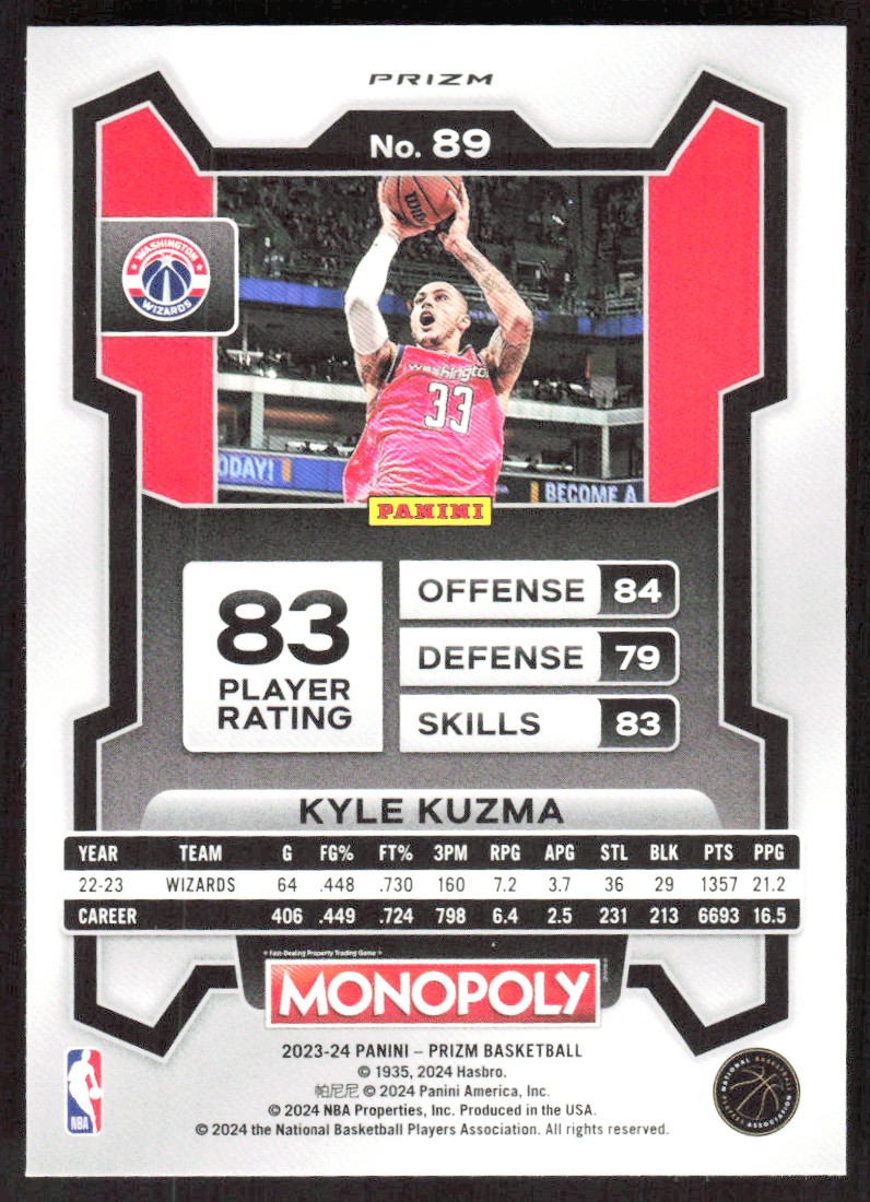 2023-24 296E Panini Prizm Monopoly Purple WAVE PRIZM - PRINT