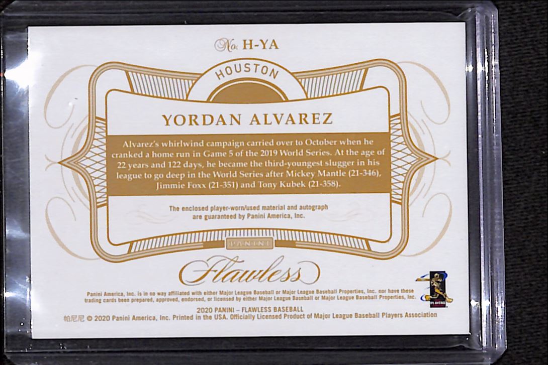 2020 Panini Flawless Yordan Alvarez #H-YA card back image