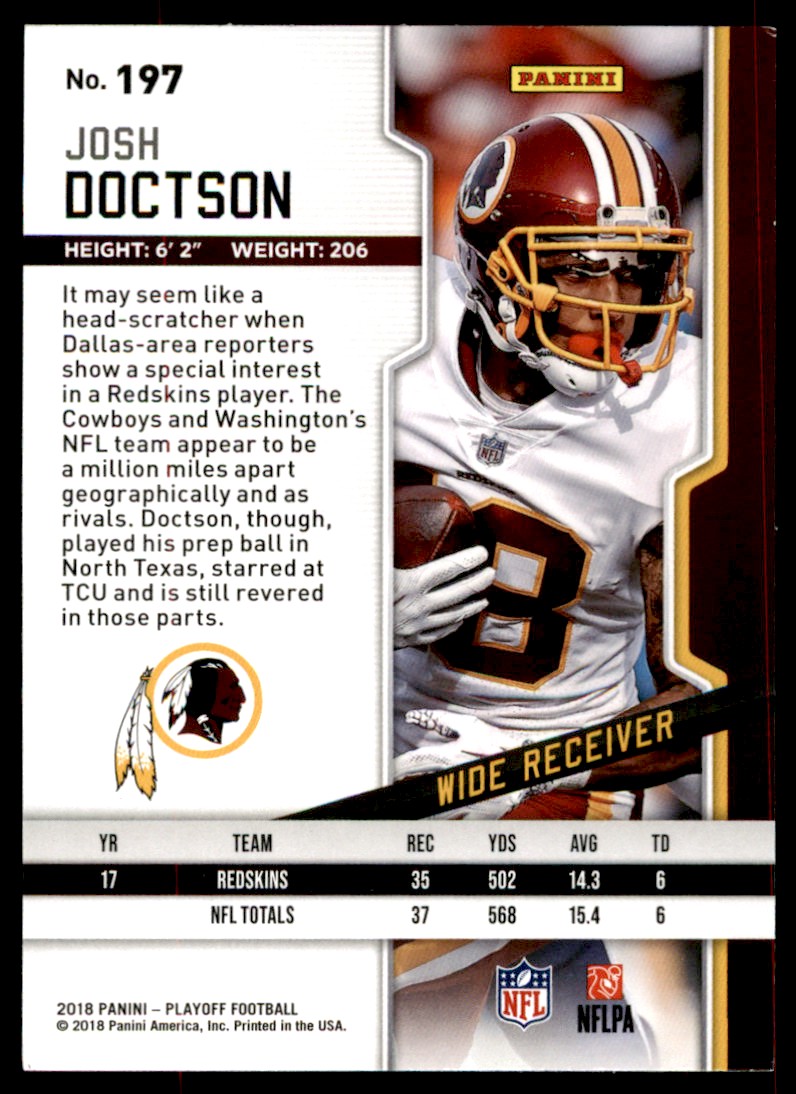 2018 Panini Playoff Josh Doctson #197 card back image