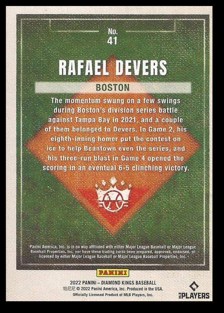 2022 Panini Diamond Kings Rafael Devers #41 on Kronozio
