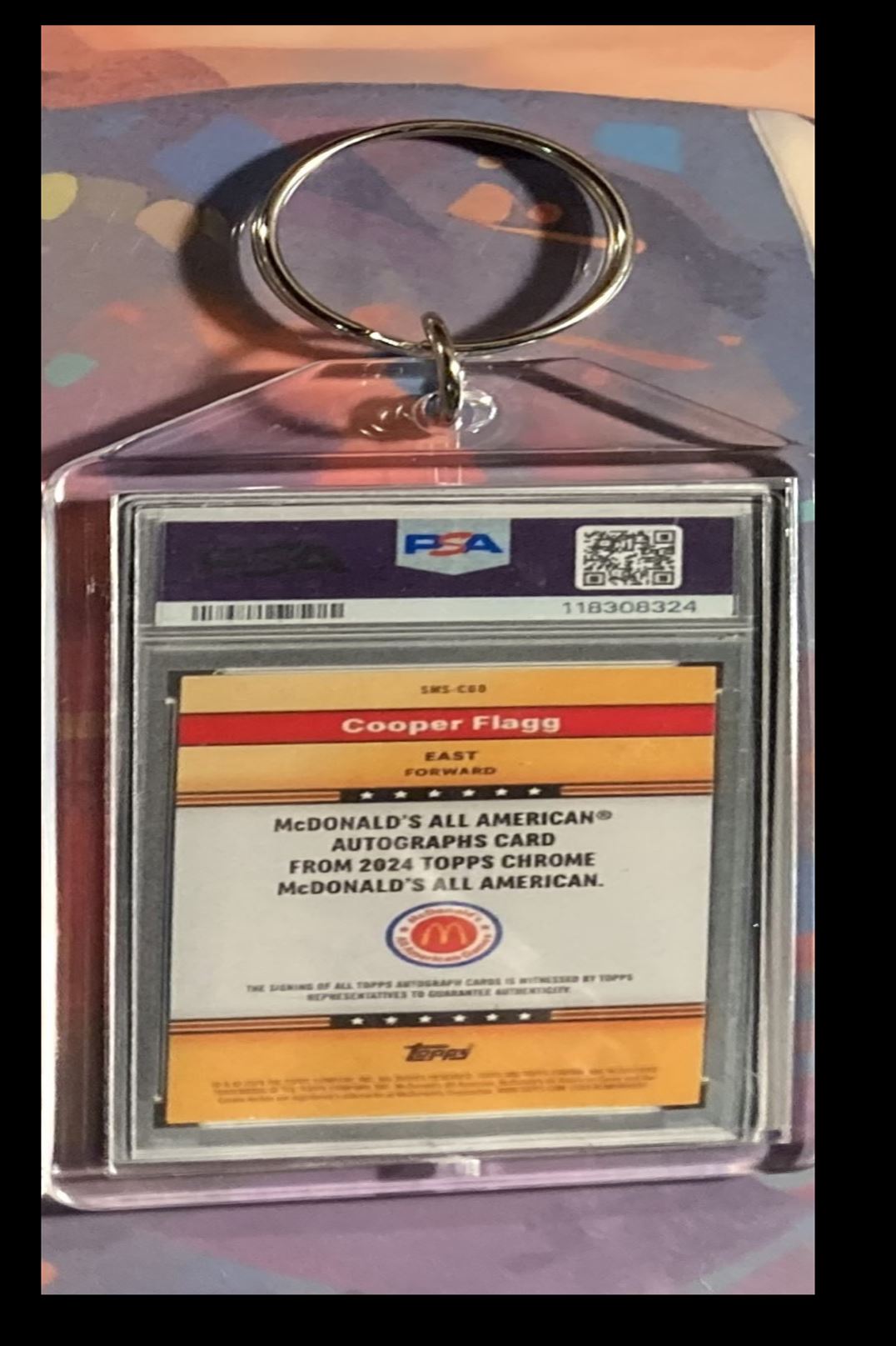2025 -MME- delete Cooper Flagg 2024 McDonald's Chrome SuperFractor Auto Keychain - Gift #0120 card back image