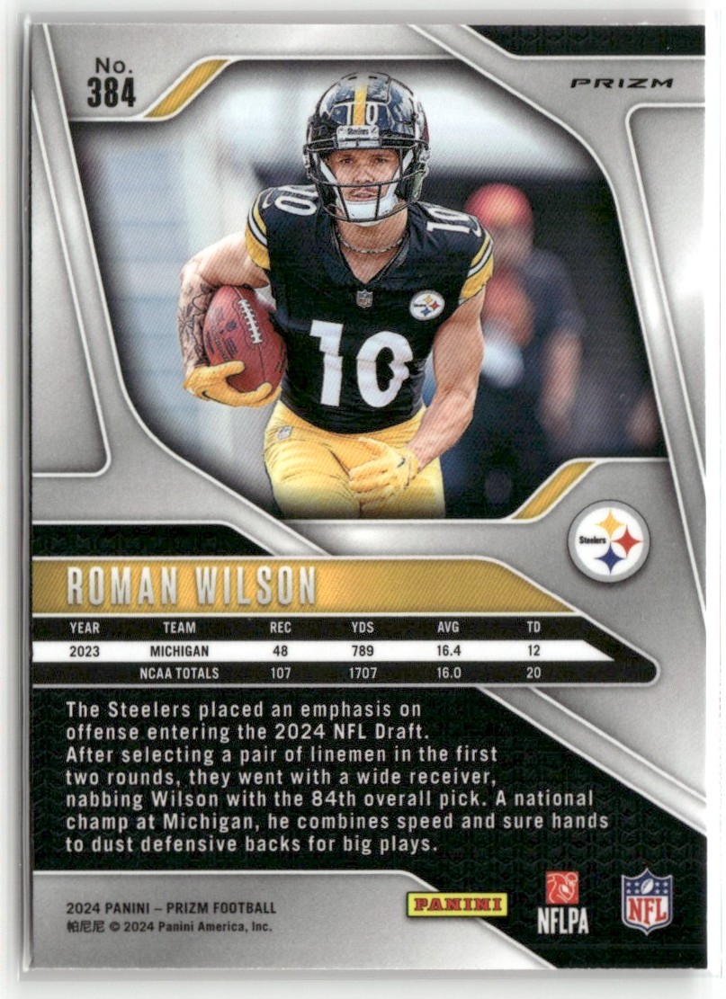 2024 PANINI PRIZM ORANGE DISCO ROMAN WILSON PITTSBURGH STEELERS RC