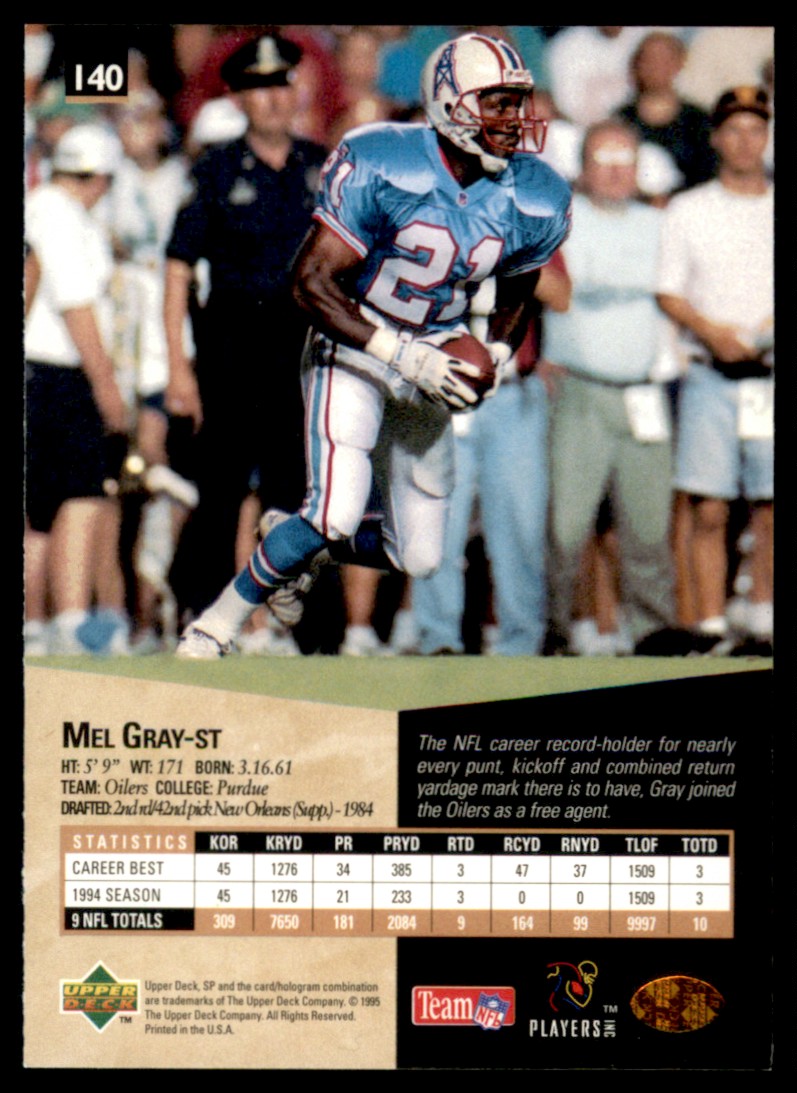 1995 SP Mel Gray #140 card back image