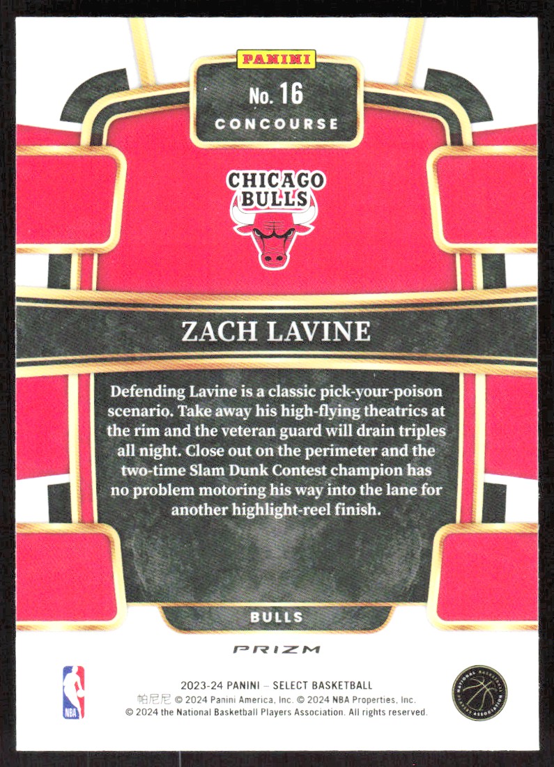 2023-24 3223C Panini Select TECTONIC PRIZM Zach LaVine Chicago