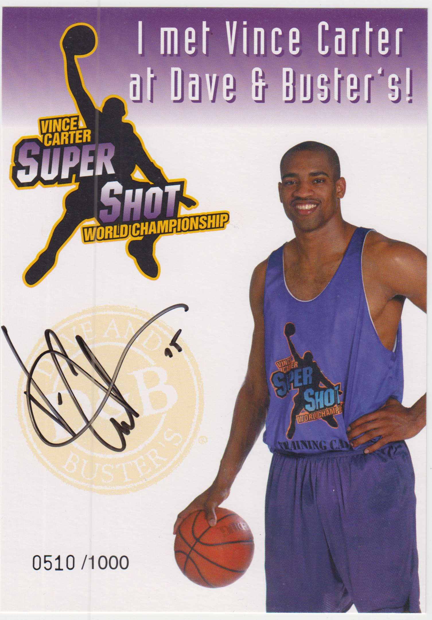 2019-20 ar Dave and buster's vince Carter #NNO card front image