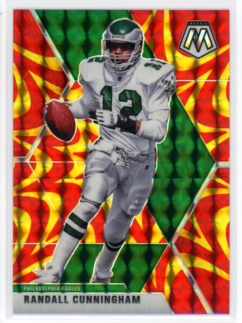 2020 Panini Mosaic Red Yellow Reactive Prizm Randall Cunningham
