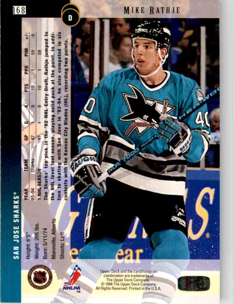 1994-95 Upper Deck Mike Rathje #168 | eBay