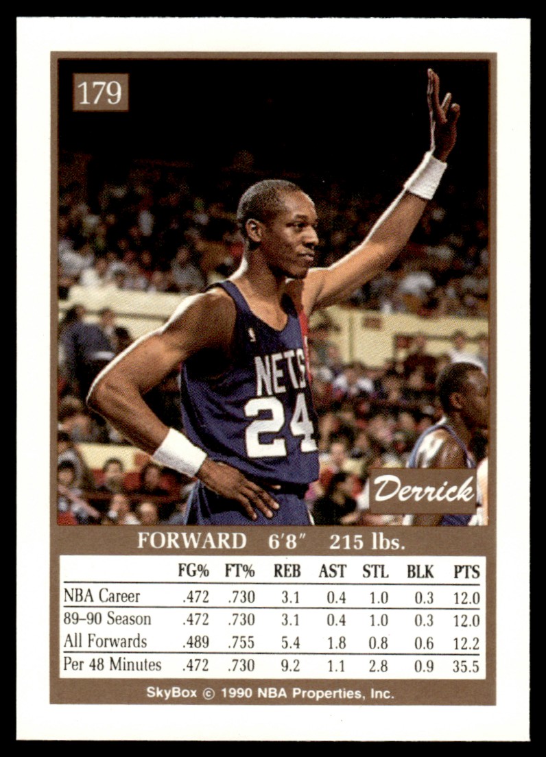 1990-91 SkyBox Derrick Gervin #179 card back image