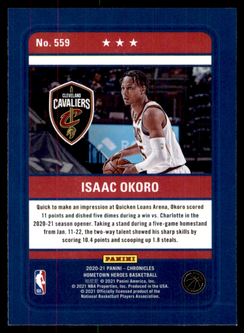 2020-21 Panini Chronicles Isaac Okoro RC Cleveland Cavaliers #559