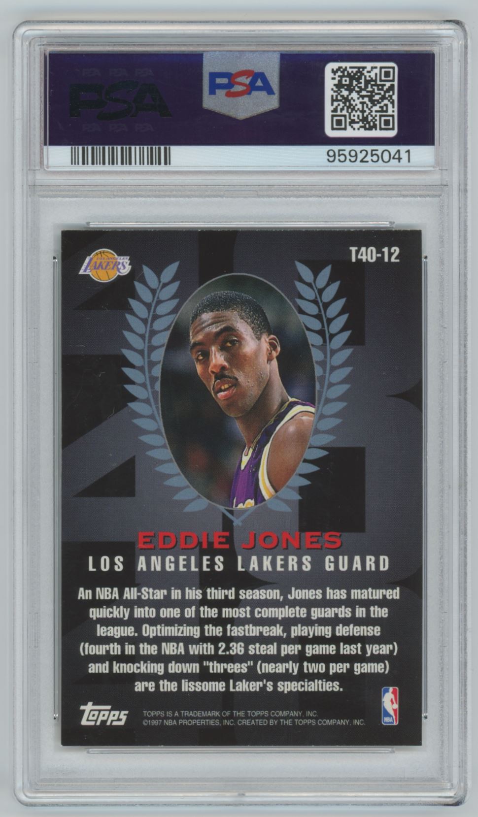 1997-98 Topps 40 Eddie Jones #T40-12 card back image