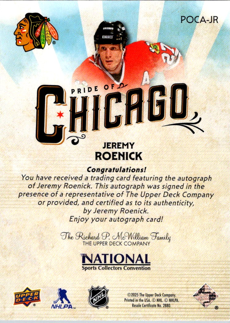 2025-26 Upper Deck NSCC VIP Jeremy Roenick card back image