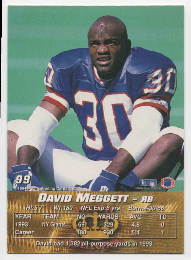 1994 Pacific Dave Meggett #99 on Kronozio