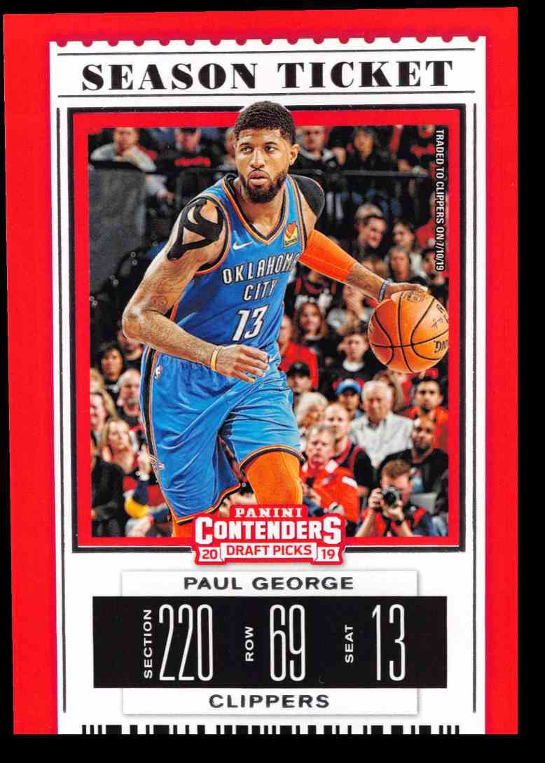 2019-20 Panini Contenders Draft Picks Paul George #44 on Kronozio