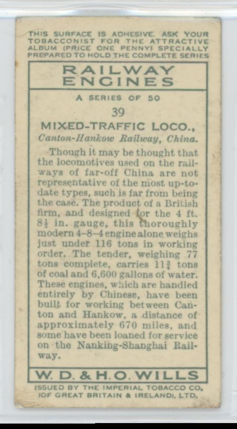 1936 Wills's Cigarettes Tobacco Card Mixed-Traffic Loco. Railway Engines  #39