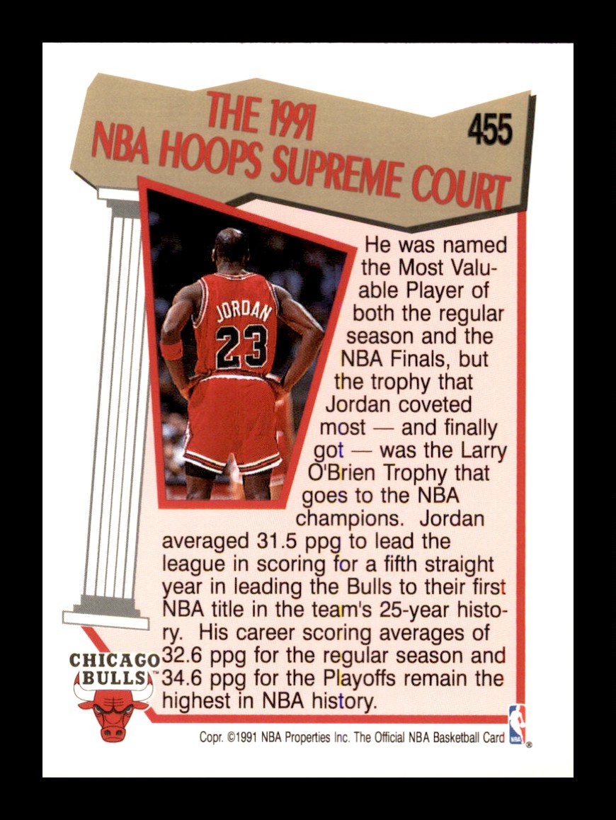 1991 NBA Hoops Supreme Court Michael high quality Jordan #455 Card