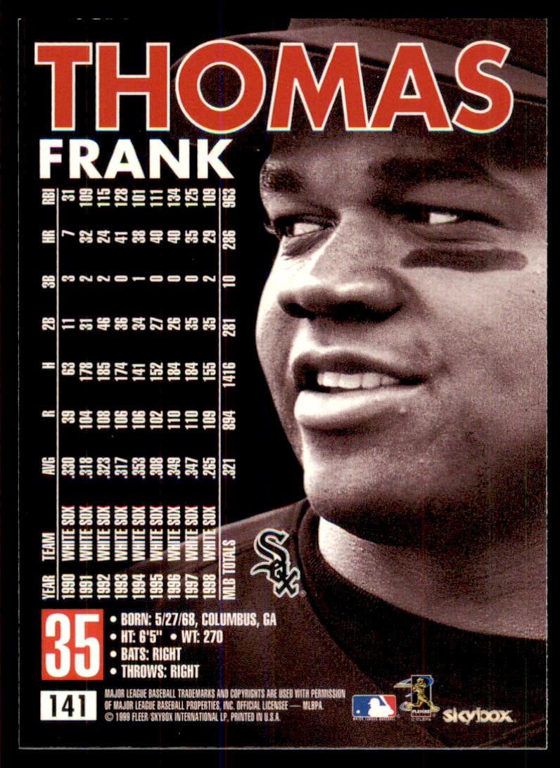 1999 Fleer Skybox Frank Thomas Chicago White Sox #141 | eBay