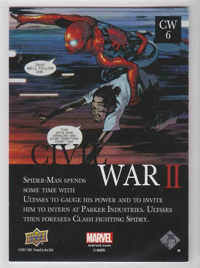 2017 Marvel Annual CIVIL War II Amazing Spider-Man #CW6 card back image
