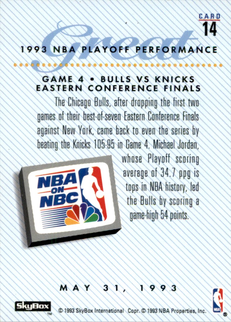 1993 SkyBox 1993-94 SkyBox Michael Jordan Michael Jordan #14 card back image