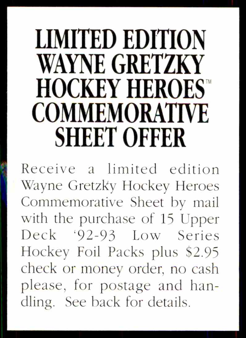 1992-93 Upper Deck UD NHL Wayne Gretzky #NNO card front image