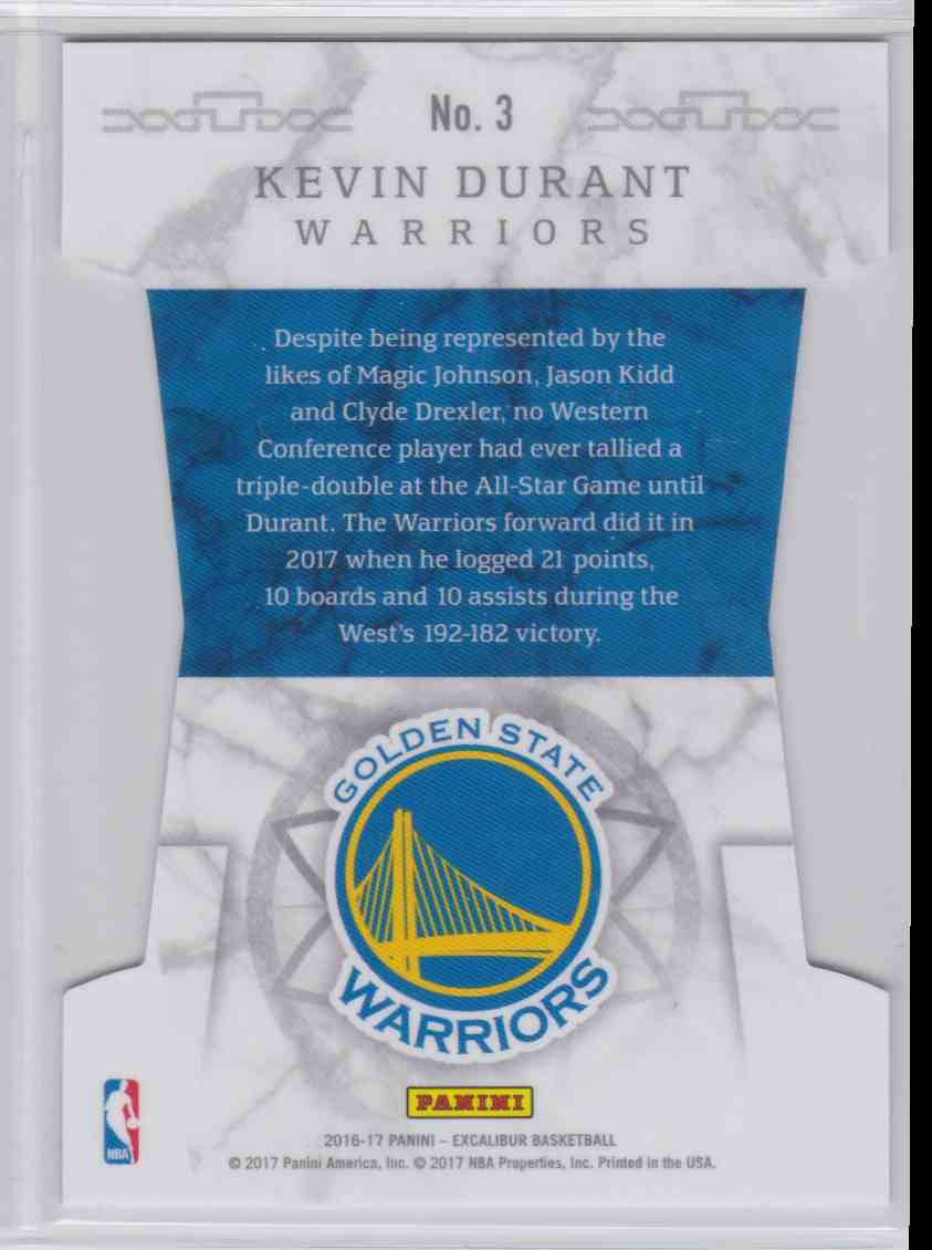 2016-17 2016-17 Panini Excalibur Knight In Shining Armour Purple Kevin Durrant #3 card back image