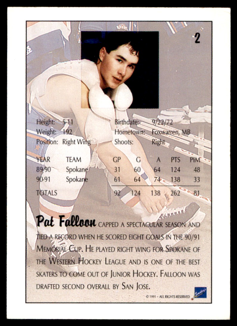 1991-92 Ultimate Draft Pat Falloon #2 card back image