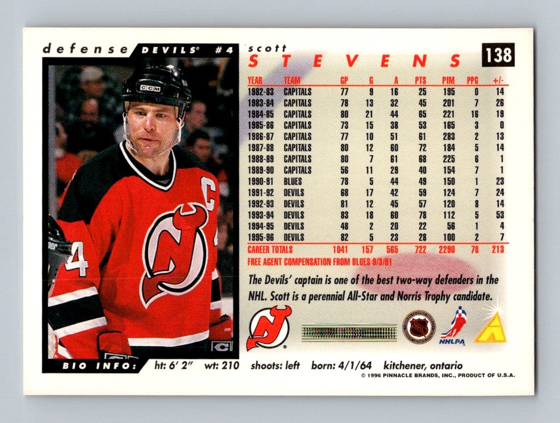 1996-97 Score Scott Stevens New Jersey Devils #138 | eBay