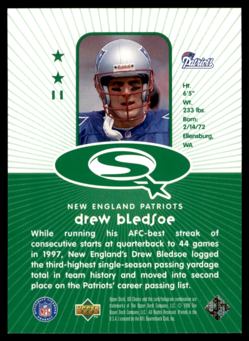 1998 UD Choice Starquest Green Drew Bledsoe #11 card back image