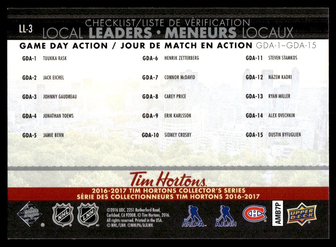 2016-17 Upper Deck Tim Hortons Local Leaders ! Max Pacioretty #LL-3 card back image