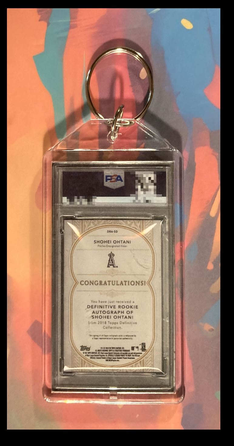 2025 -MME- delete Shohei Ohtani 2018 Topps Definitive Green Auto PSA Style -Custom Keychain #0087 card back image