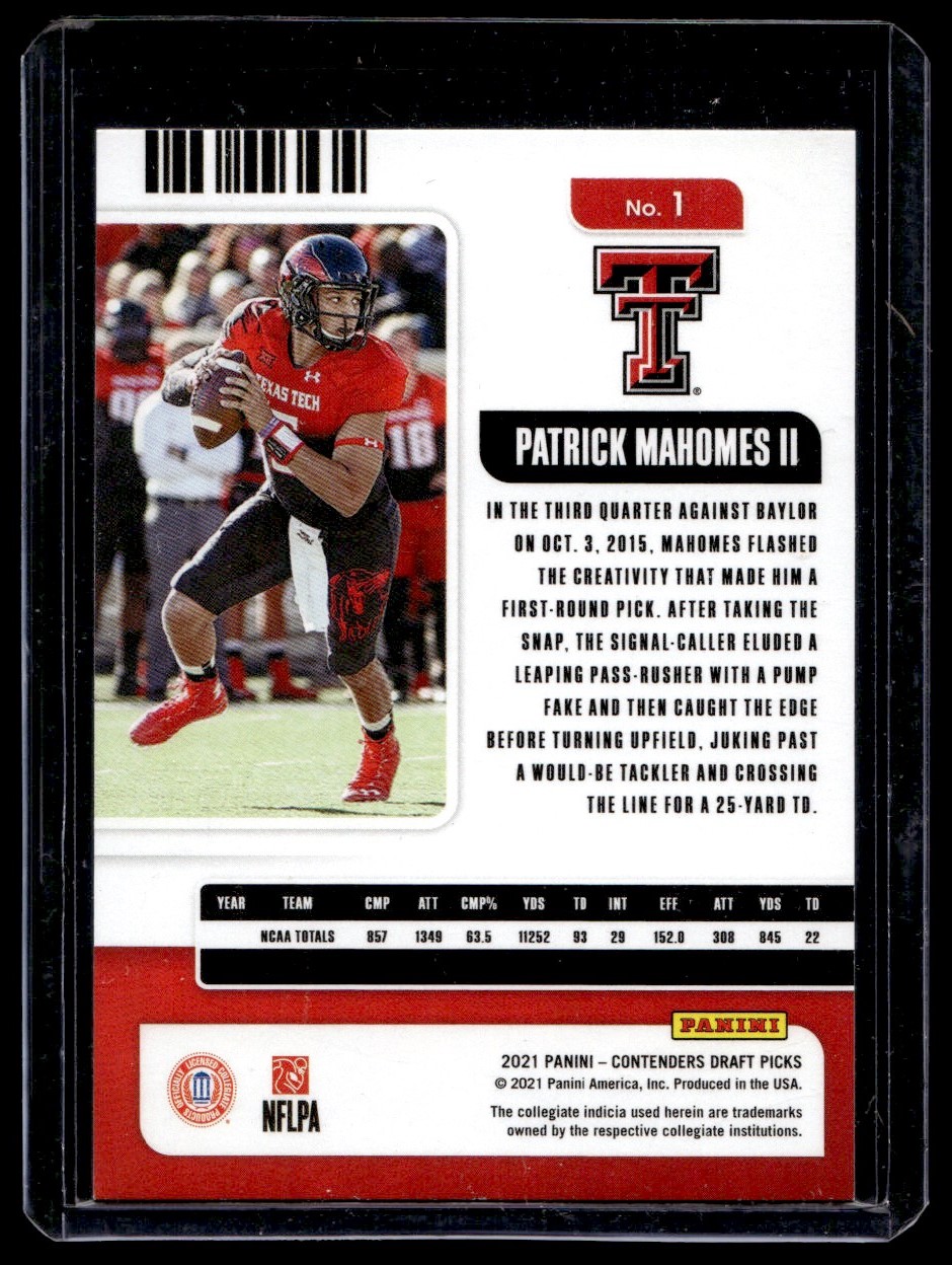 2021 Panini Contenders Draft Picks Patrick Mahomes II #1 card back image