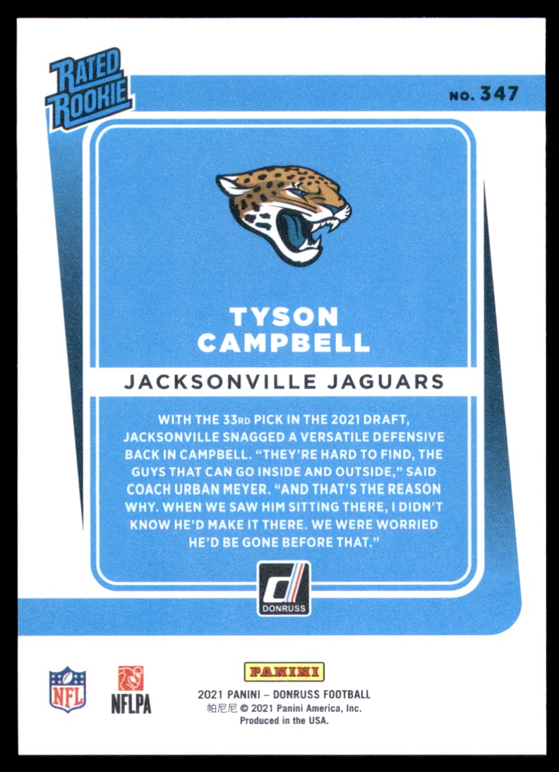 2021 Donruss Target Press Proof Holo Tyson Campbell #347 card back image