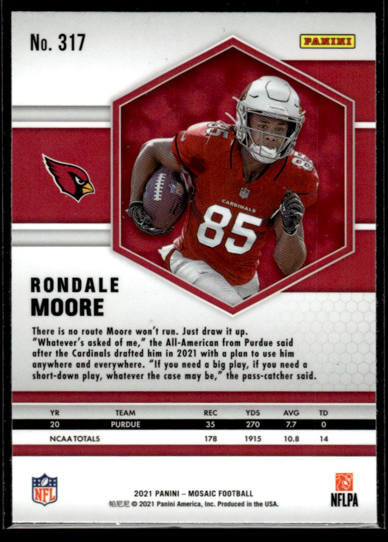 2021 Panini Mosaic Rondale Moore Rookie Arizona Cardinals #317 | eBay