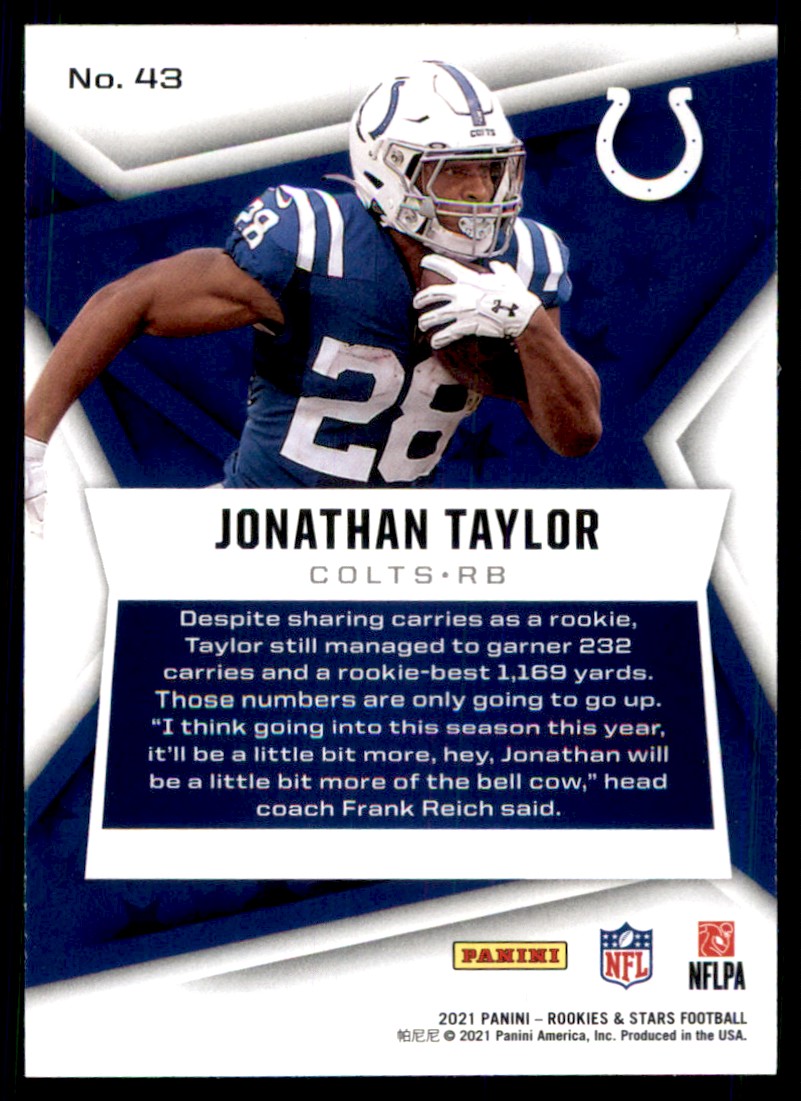 2021 Rookies and Stars Jonathan Taylor #43 card back image
